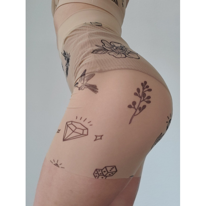 Шорти Velo Tattoo з Сітки з Високою Посадкою для Pole Dance, Yoga та Heels Тренувань - бежевий