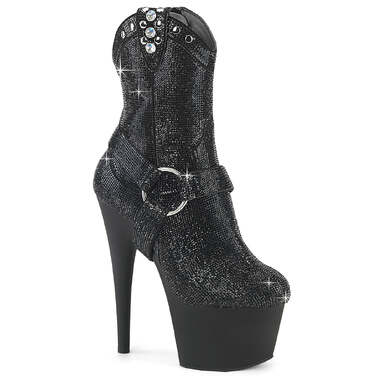 Ботильоны Adore-1029RS *7 дюймов, каблук, 2 3/4 дюйма, декорированная подошва PF RS, молния сбоку, чёрные