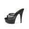 Шльопанці Pleaser Delight-601-6RM, каблук 6 дюймів, 1 3/4 дюйма з сітки та стразами PF, чорна замша/чорний