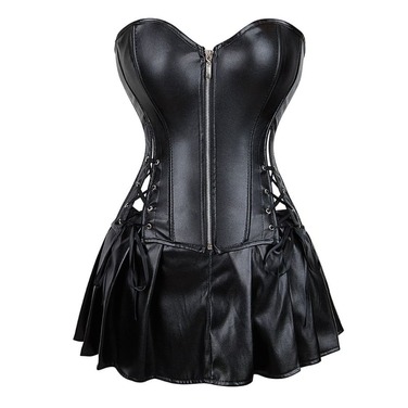 Корсет с юбкой Star Night Sexy Leather и трусиками в комплекте, черный, М