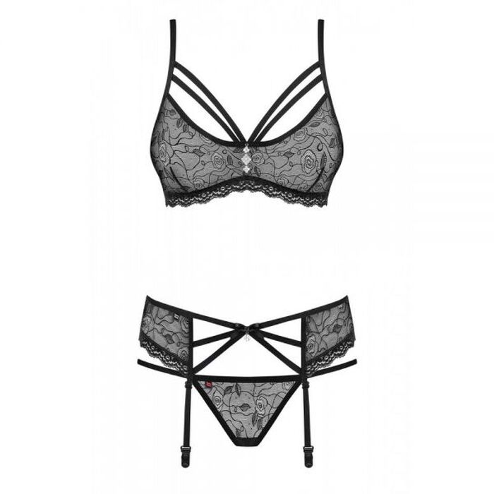 Комплект с поясом для чулок Obsessive 818-SEG-1 S/M