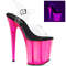 Босоніжки Pleaser Flamingo-808UVT на підборах 8 дюймів, босоніжки з ремінцем на щиколотці 4 дюйми з реактивним УФ-засобом, прозорі/рожеві