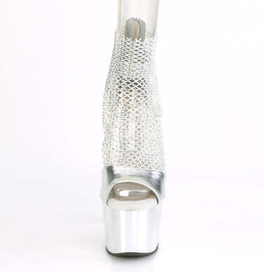 Босоножки Adore-765RM, каблук 7 дюймов, 2 3/4 дюйма, закрытый задник, молния сзади, серебристый