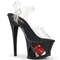 Босоніжки Pleaser Moon-708HRS на підборах 7 дюймів, з вирізом 2 3/4 дюйма з ремінцем на щиколотці PF, прозорі/чорні