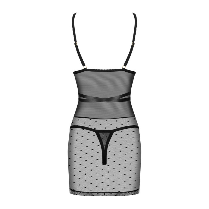 Комплект Obsessive Bowessa сорочка та трусики, чорний, L/XL