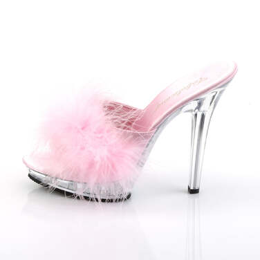 Шльопанці Lip-101-8 на підборах 5 дюймів, 3/4 дюйма, черевички Marabou PF, рожеві/прозорі