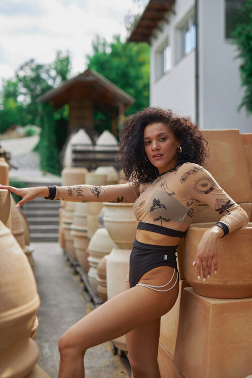 Купальник раздельный с spf35 'Sirena & OKTO + Рашгард ТАТУ”, комплект