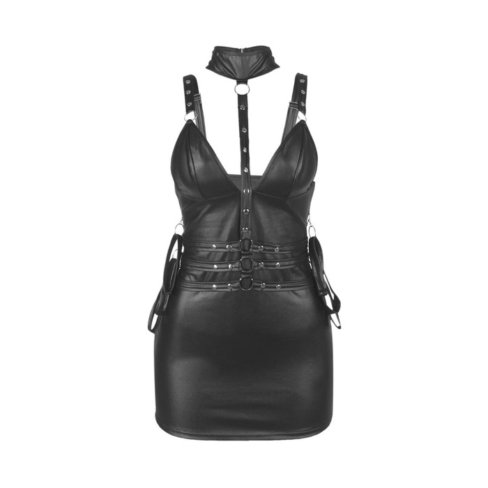 Платье из искусственной кожи и ремешками на руки и шею Star Night с трусиками, черный, М