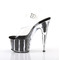 Босоніжки Pleaser Adore-708G на підборах 7 дюймів, босоніжки з ремінцем на щиколотці 2 3/4 дюйма з блискучими вставками, прозорі/чорні