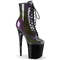 Чоботи Pleaser Flamingo-1020SHG *8-дюймовий каблук, 4-дюймові черевики на шнурівці спереду з PF, блискавка збоку, фіолетові/чорні