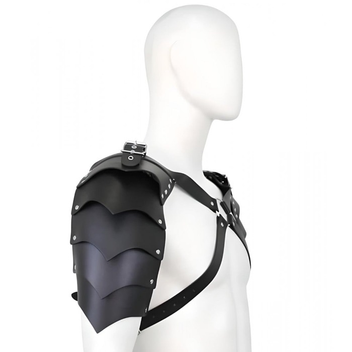 Мужская портупея с объемными плечами , экокожа, черная, One Size