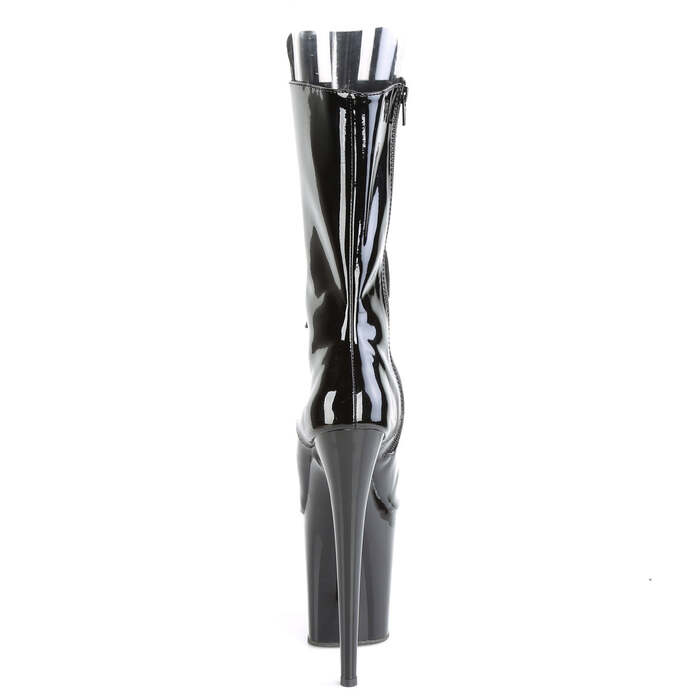 Чоботи Flamingo-1051 на підборах 8 дюймів, чоботи з відкритим носком 4 дюйми, шнурівкою до середини ікри, з блискавкою збоку, чорні