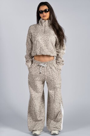 Кофта Nebbia Half-Zip Leopard Sweatshirt PRIMAL Cream Leopard 866