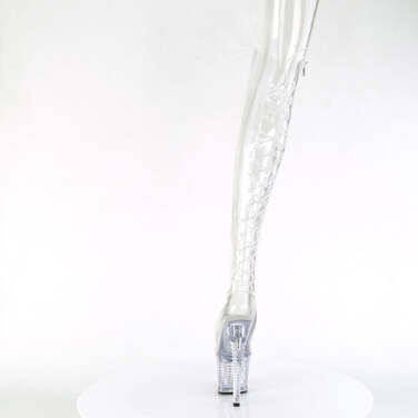 Чоботи Spectator-3019C *7-дюймовий каблук, 3-дюймовий текстурований відкритий носок/каблук з ефектом візерунка, блискавка збоку, прозорі