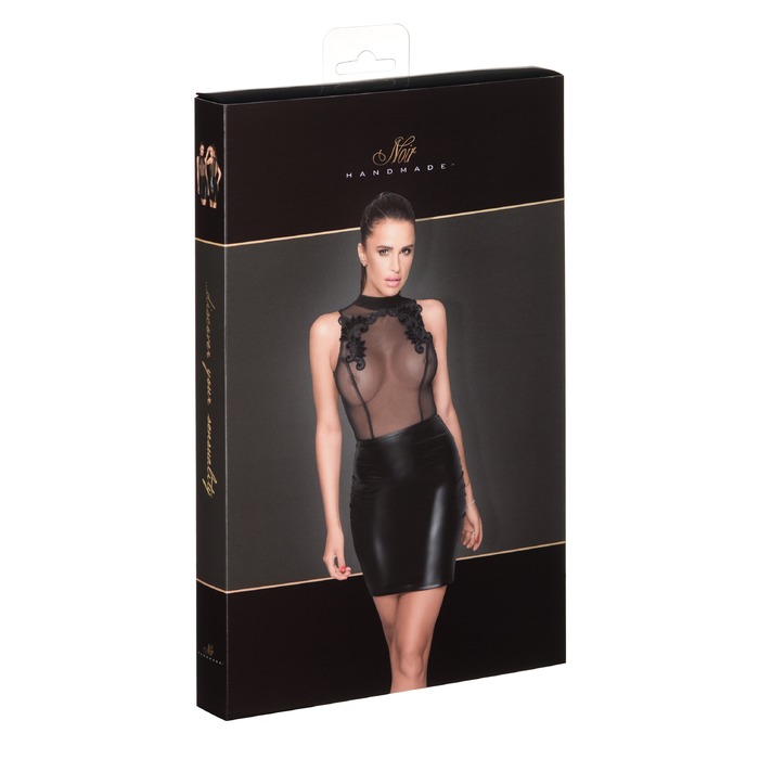 Платье с полупрозрачным верхом и вышивкой Noir Handmade F222 черное, L