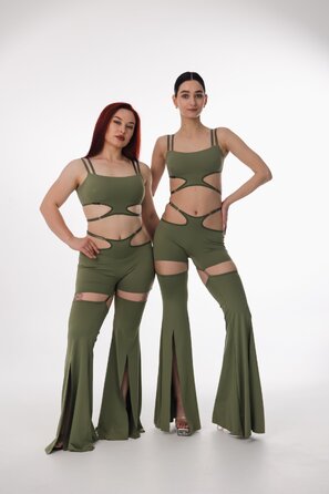 Трансформуючий Комплект Skadi 2 в 1 зі Знімними Панчохами для Pole Dance, Exotic та Сценічних Виступів - зелений