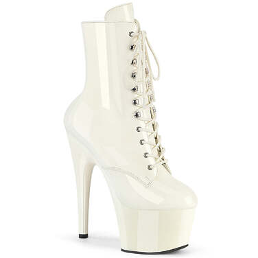 Ботинки Adore-1020, каблук 7 дюймов, ботинок с PF-застежкой на шнуровке спереди высотой 2 3/4 дюйма, молния сбоку, лакированная кожа цвета «сливовый»