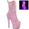 Чоботи Pleaser Adore-1040-IG *7 дюймів на підборах, 2 3/4 дюйма на шнурівці з голографічним блискітками, збоку блискавка, ніжно-рожеві