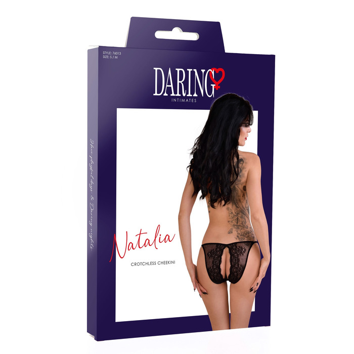Мереживні трусики Daring Intimates Natalia з відкритим доступом, чорний, S/M