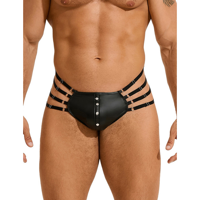 Стринги мужские черные STAR Night с регулирующими резинками по бокам, L