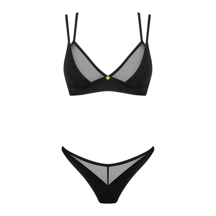 Комплект белья со вставками из сеточки, Nesari 2-pcs set, черный, XS/S