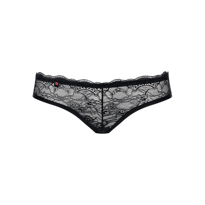 Трусики с декоративными стрепами по попе и бантиком Obsessive Frivolla черный, L/XL