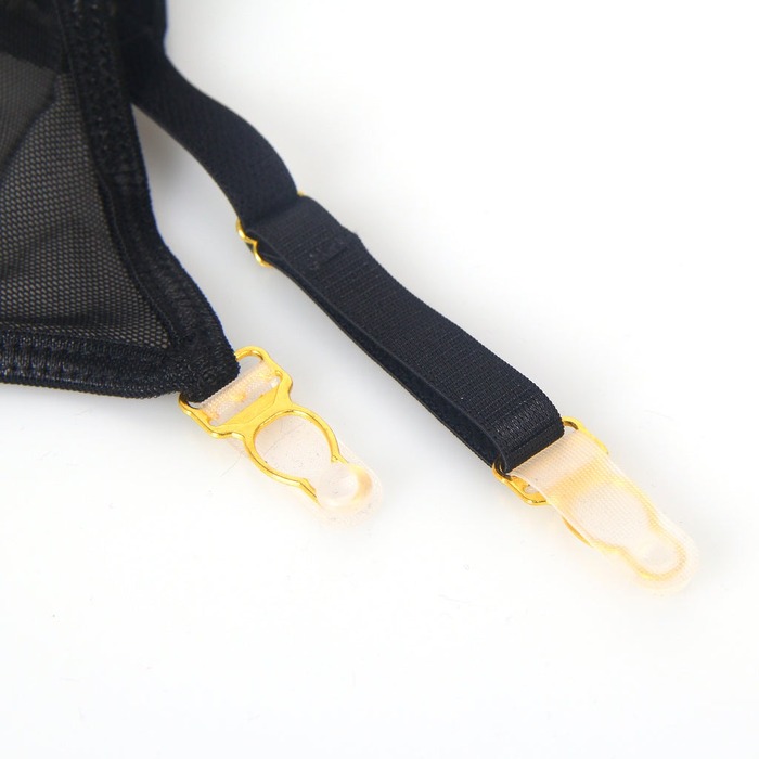 Комплект белья черный в сеточку Star Night с поясом и гартерами, XL