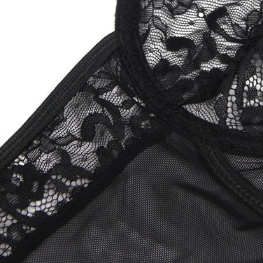 Боди с подвязками на лямках Star Night с кружевом, чёрное, XS-S
