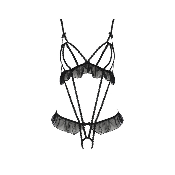 Боді з оборками та відкритим доступом LEILA BODY black S/M - Passion