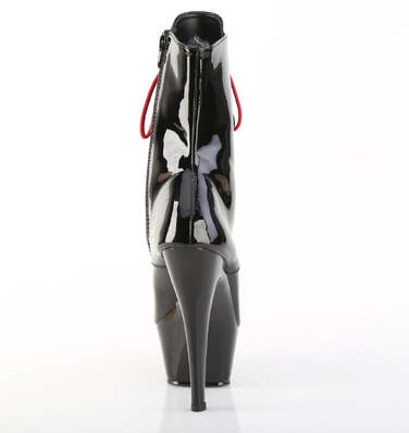 Чоботи Kiss-1020-1 **6-дюймові туфлі на шпильці, шнурівка, до щиколотки, з блискавкою збоку, чорні