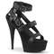 Босоножки Pleaser Delight-637, каблук 6 дюймов, высота ботинок 3,5 см, гладиаторские босоножкии, чёрная веганская кожа/чёрный