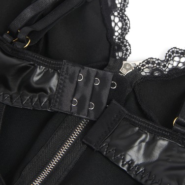 Корсет з підтяжками та підв'язками Star Night на блискавці, чорний, M