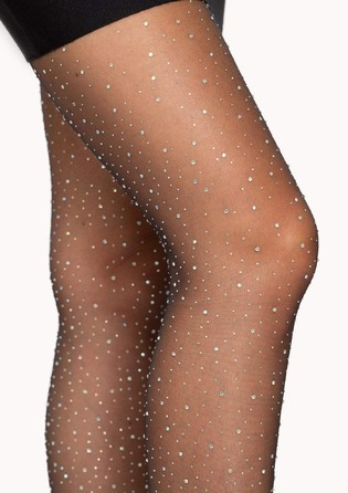 Колготки со стразами Leg Avenue Petra Sheer Rhinestone, черные, One Size