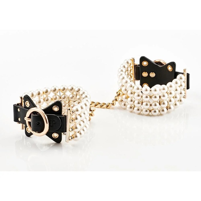 Наручники Guilty Pleasure Allure з перлами, чорно-золоті