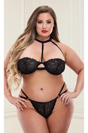 Комплект мереживний бюстгальтер та стрінги Baci Lingerie чорний, XL