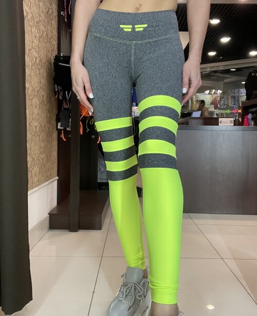 Легінси MyAngel Imitation Gaiters Grey/Neon Lemon