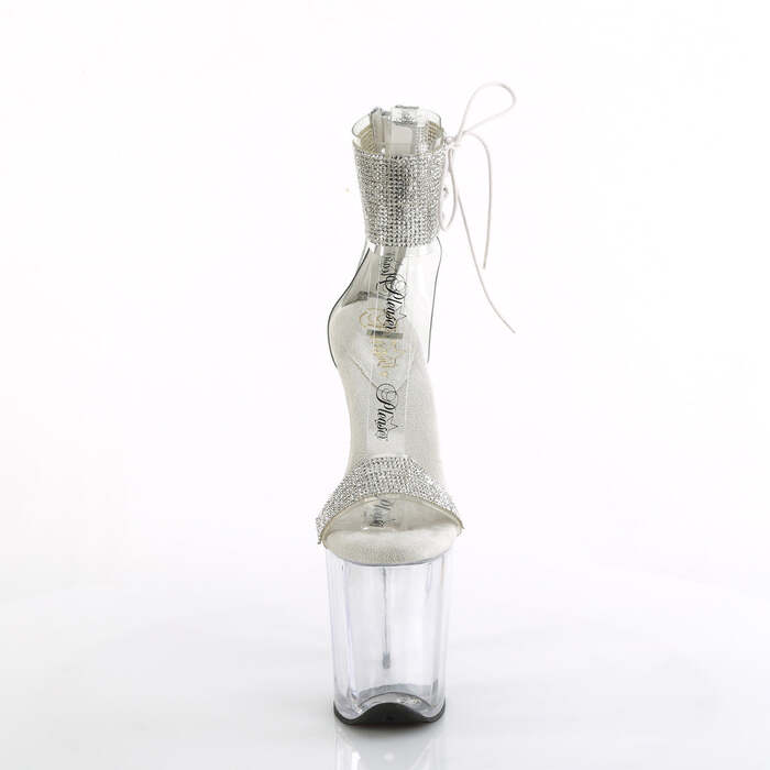 Босоножки Flamingo-827RS *Каблук 8 дюймов, манжета на щиколотке 4 дюйма, босоножкии с PF, молния сзади, прозрачный/серебристый