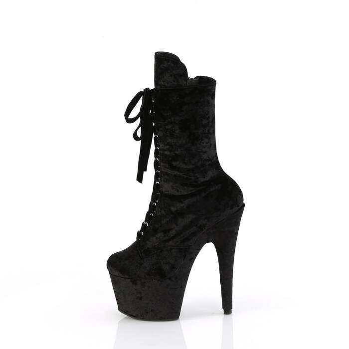 Ботильоны Adore-1045VEL, каблук 7 дюймов, высота 2 3/4 дюйма, бархатные, со шнуровкой спереди, черные
