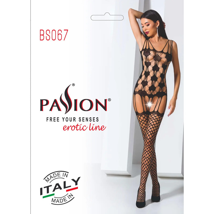 Комбинезон имитация корсета с чулками Passion BS067 black