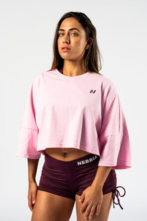 Футболка Nebbia Oversized Cropped Tee JUST FLOW Pink 431