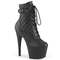 Чоботи Pleaser Adore-1033 *7 дюймів на підборах, 2 3/4 дюйма з пряжкою та шнурівкою PF, збоку блискавка, чорні веганські шкіряні ботильйони