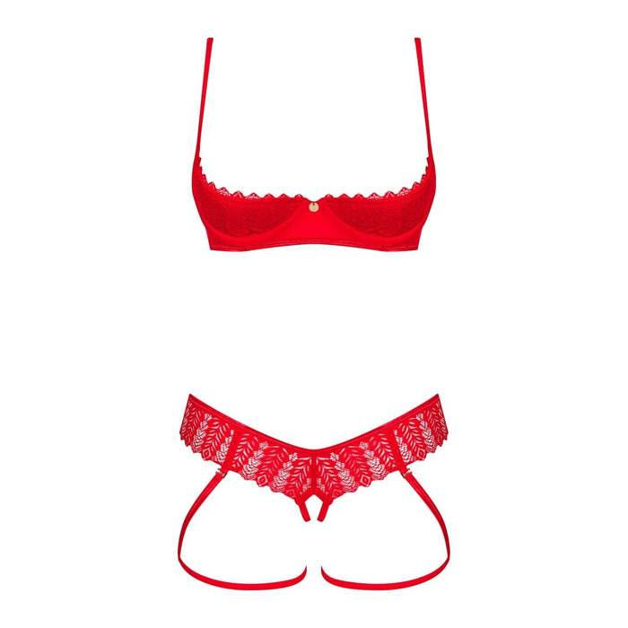 Комплект с открытым доступом Obsessive Ingridia, красный, XS/S