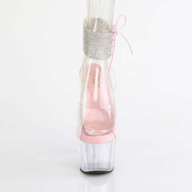 Босоножки Adore-791-2RS *Каблук 7 дюймов, босоножки с манжетой на щиколотке высотой 2 3/4 дюйма, украшенные стразами, нежно-розовый/прозрачный