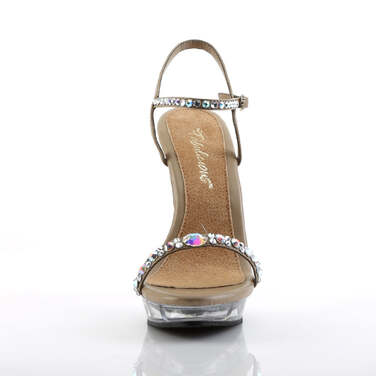 Босоножки Lip-131 **Каблук 5 дюймов, ремешок на щиколотке шириной 3/4 дюйма, бежевый/прозрачный