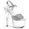 Босоножки Pleaser Sky-310, каблук 7 дюймов, ремешок на щиколотке шириной 2 3/4 дюйма, серебристо-прозрачный