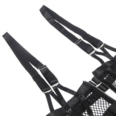 Сукня-костюм Star Night із застібками-блискавками та пажами для панчох, чорний, 5XL (без коробки)