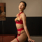 Комплект білизни UPKO Lingerie Set із золотими пестісами, червоний, One Size