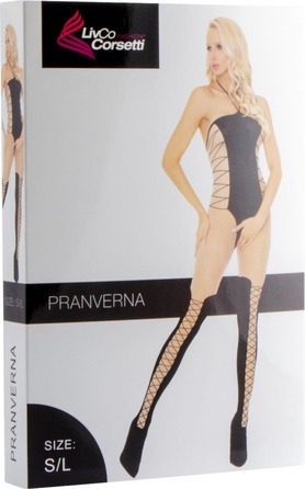 Комбинезон с имитацией боди и чулков Livia Corsetti Pranverna черный-бежевый, S/M
