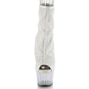 Чоботи Adore-1031GM *7-дюймовий каблук, 2 3/4-дюймові черевики з відкритим носком, блискавка ззаду, білі/прозорі