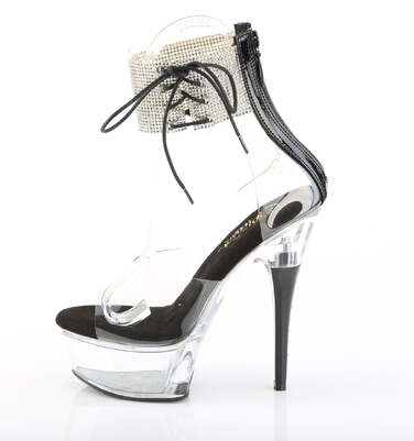 Босоніжки Captiva-624RS на підборах 6 дюймів, босоніжки з манжетою на щиколотці 1 3/4 дюйма PF RS, блискавка ззаду, прозорі/чорні